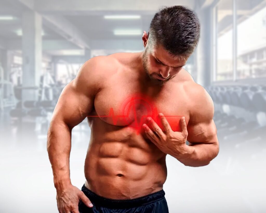 sur-la-poitrine-de-lathlte-se-trouve-un-cur-stylis-symbolisant-les-consquences-cardiovasculaires-potentielles
